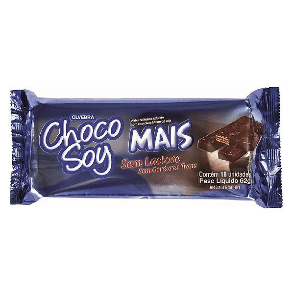 Choco Soy Mais Wafer Recheado e Coberto com Chocolate Vegano Sem Gluten