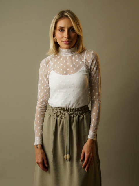 Blusa Tule Poá Branca