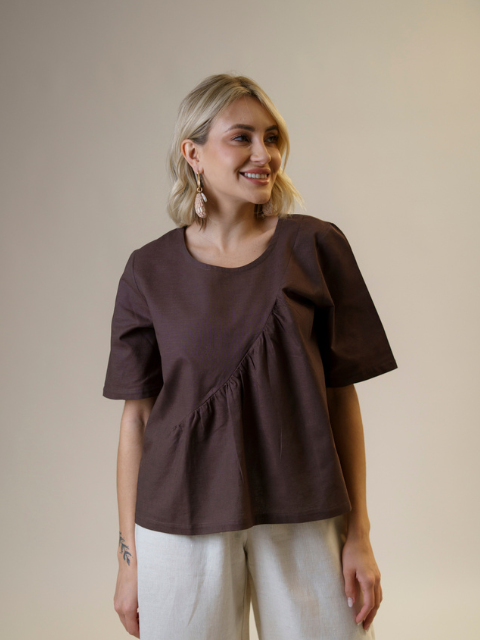 Blusa Recorte Marrom