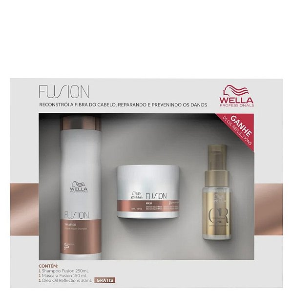 Kit Wella Profissionals Fusion + Oil Reflections Trio (3 Produtos)