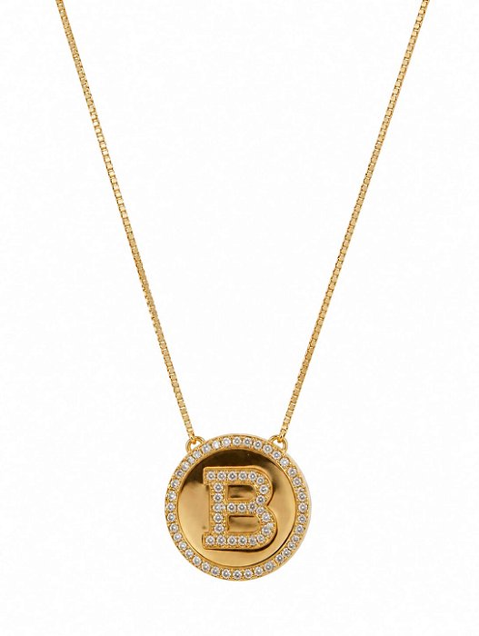 Colar Mandala Letra B Cravejada – Banho em Ouro Amarelo 18K