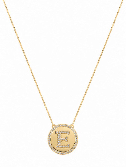Colar Mandala Letra E Cravejada – Banho em Ouro Amarelo 18K