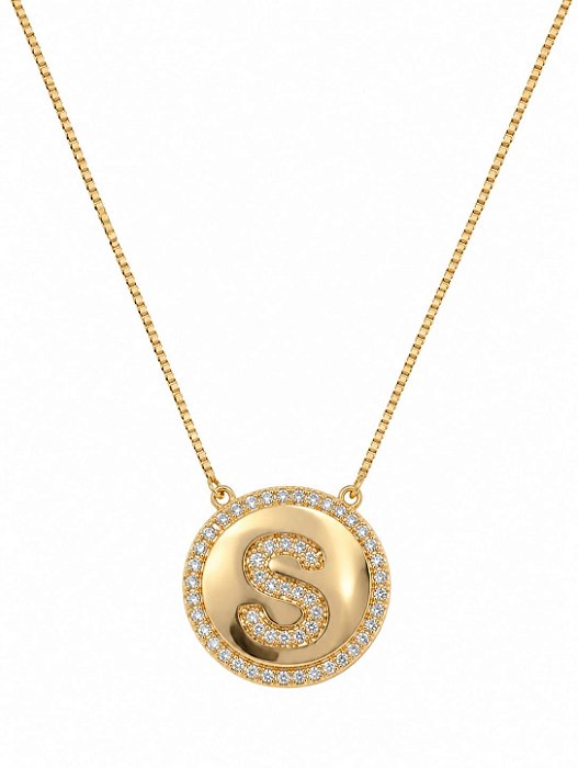 Colar Mandala Letra S Cravejada – Banho em Ouro Amarelo 18K