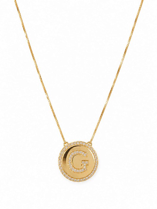 Colar Mandala Letra G Cravejada – Banho em Ouro Amarelo 18K
