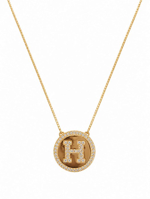 Colar Mandala Letra H Cravejada – Banho em Ouro Amarelo 18K