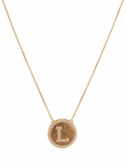 Colar Mandala Letra L Cravejada – Banho em Ouro Amarelo 18K