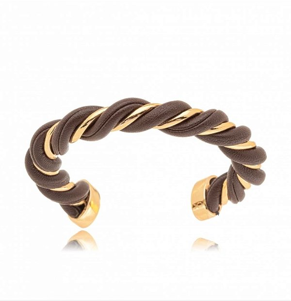 Bracelete Torcido Color - Ouro Marrom