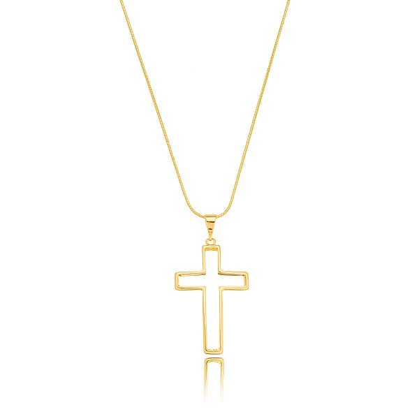 Colar Corrente Religiosa Rabo de Rato Cruz Lisa