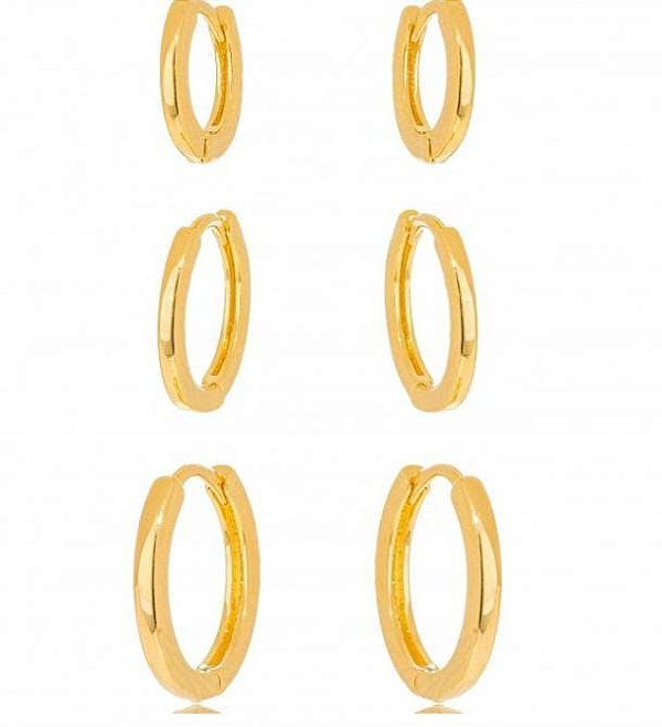 Brinco Trio Argola Liso