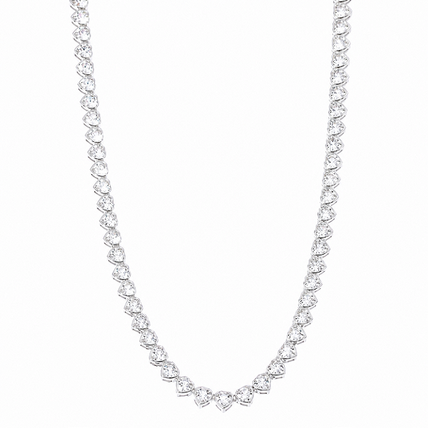 Choker Riviera Coração Cristal - Ródio Branco