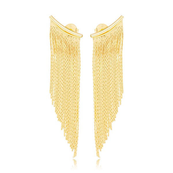 Brinco Ear Jacket Franja - Ouro