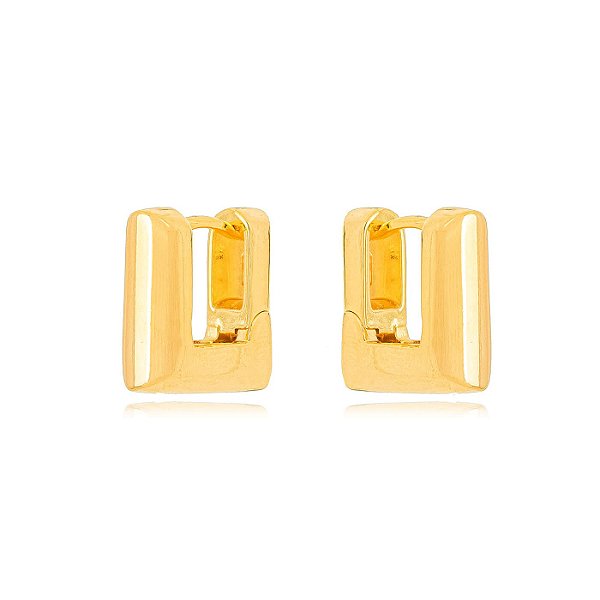 Brinco Argola Quadrada  Lisa - Ouro