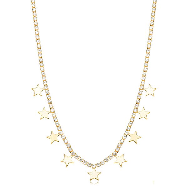 Choker Riviera Estrela Lisa - Ouro