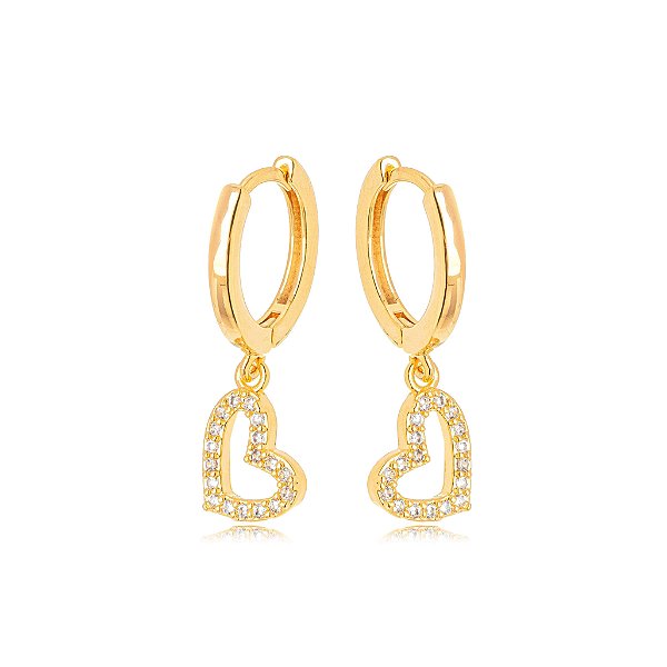 Brinco Argola Lisa Coração Micro Zircônia