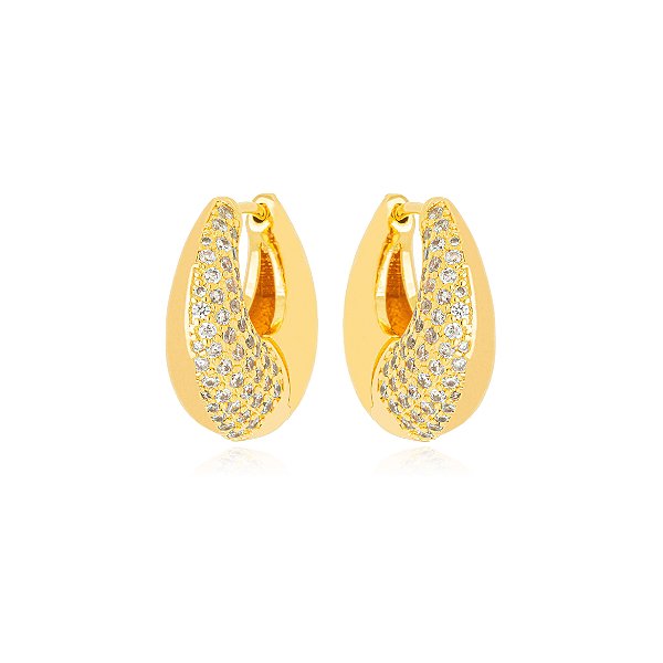 Brinco Argola Micro Zircônia - Ouro
