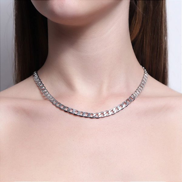 Choker Elo Grumet - Ródio Branco