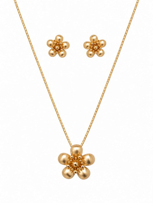 Conjunto Flor – Banho em Ouro Amarelo
