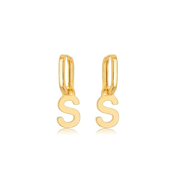 Brinco Argola Letra S Lisa - Ouro
