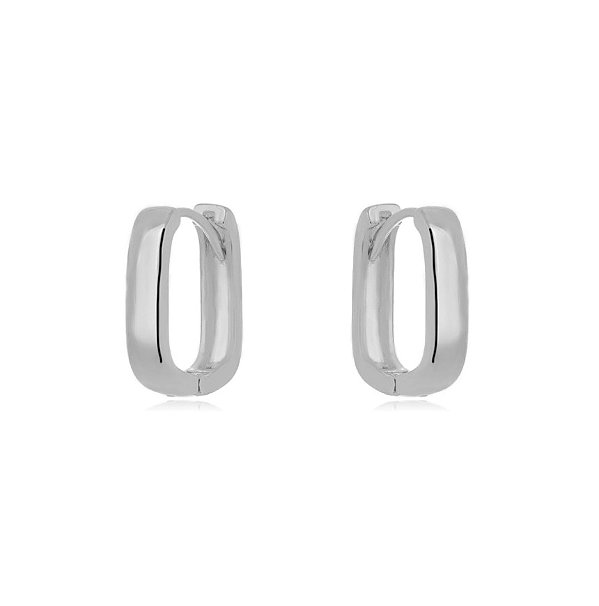 Brinco Argola Quadrada Lisa - Ródio Branco