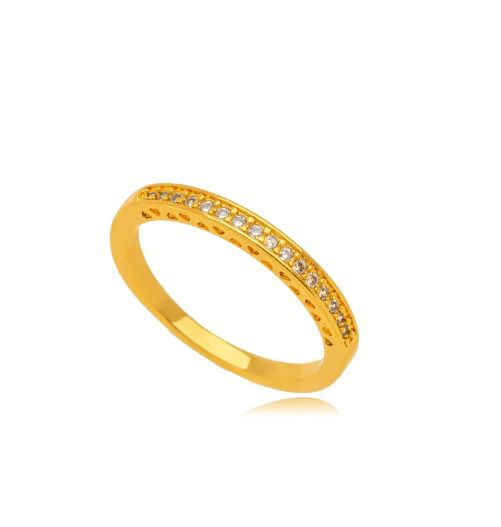 Anel Aparador Zircônia Coração Detalhado - Ouro 12