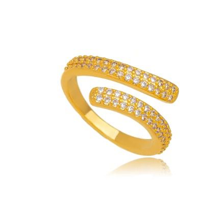 Anel Micro Zircônia Regulável - Ouro Regulável