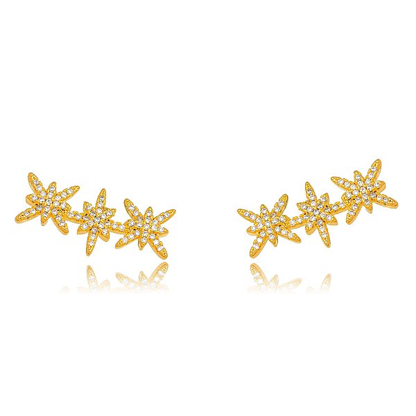 Brinco Estrelas Micro Zircônia - Ouro