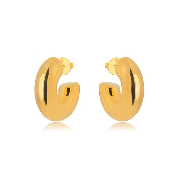 Brinco  Argola Tubo Lisa - Ouro