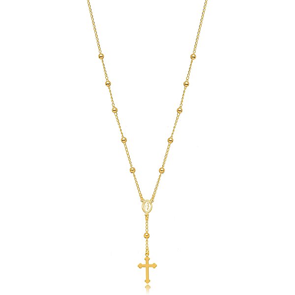 Colar Religioso Terço Bolinhas Lisas - Ouro