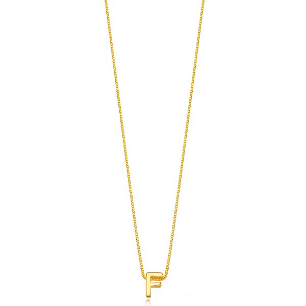 Colar Letra F Lisa - Ouro