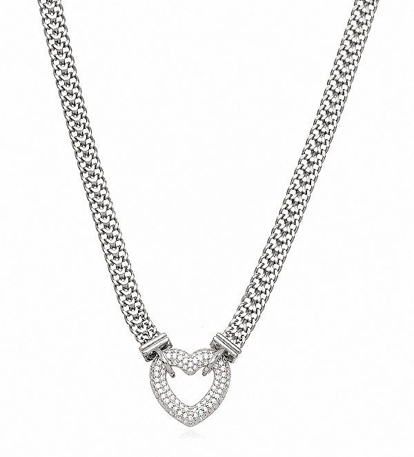 Choker Detalhada Coração Micro Zircônia - Ródio Branco