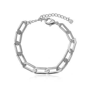 Pulseira Elos Lisos - Ródio Branco