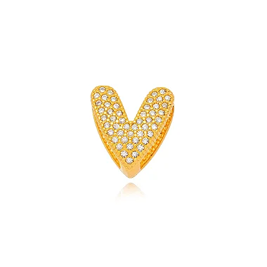 Pingente Coração Micro Zircônia - Ouro