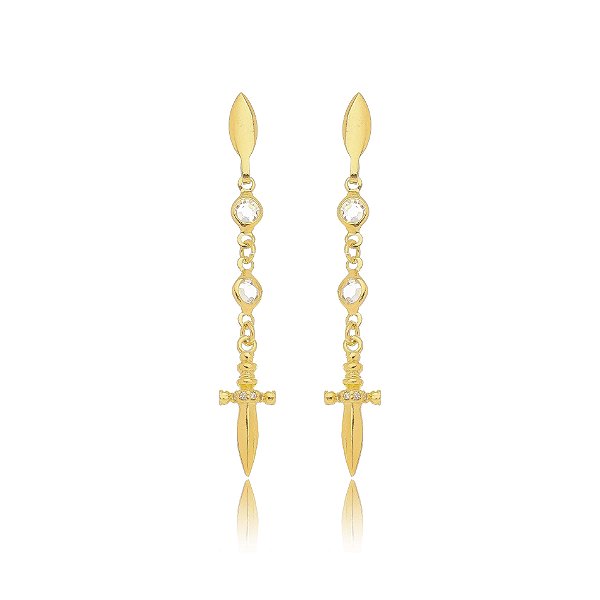 Brinco Espada Cristal - Ouro