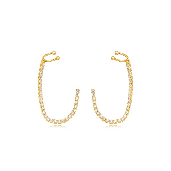 Brinco Ear Line Riviera - Ouro