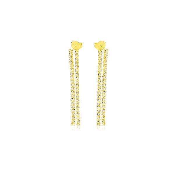 Brinco Ear Jacket Cravejado - Ouro