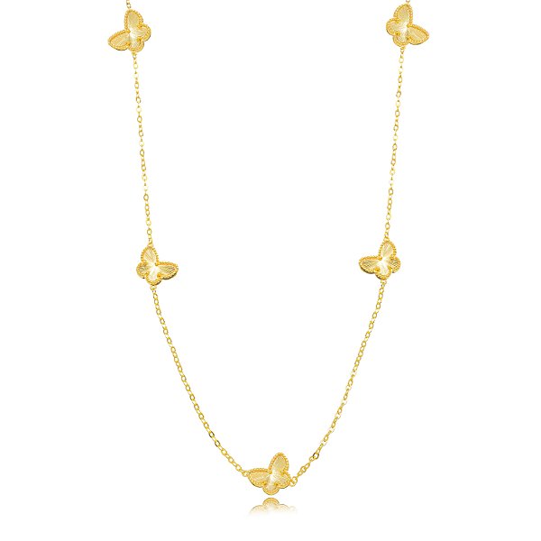 Colar Alongado Borboletas Detalhadas - Ouro