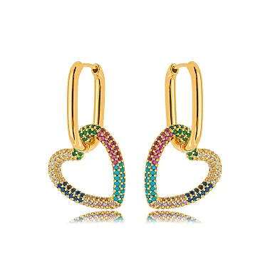 Brinco Argola Coração Micro Zircônia Color