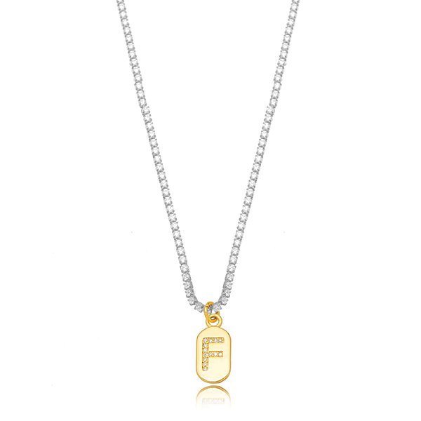 Choker Riviera Letra F Bicolor