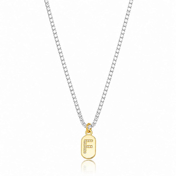 Choker Riviera Letra F Bicolor