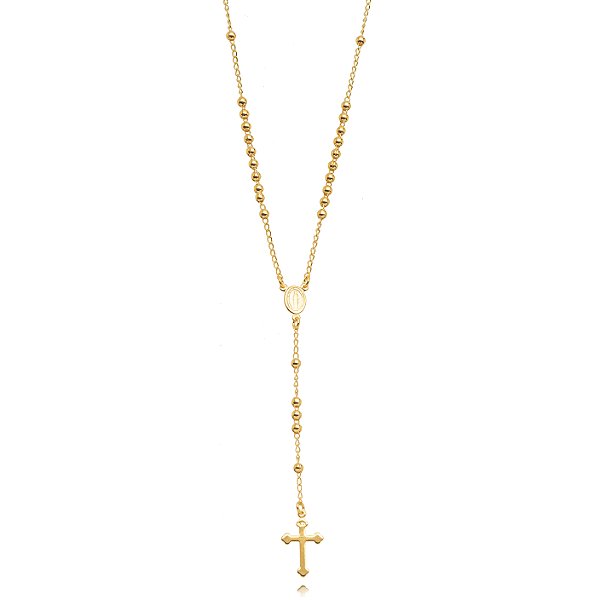 Colar Religioso Terço Liso - Ouro