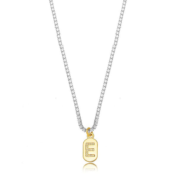 Choker Riviera Letra E - Bicolor
