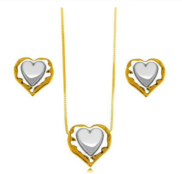 Conjunto Coração Bicolor