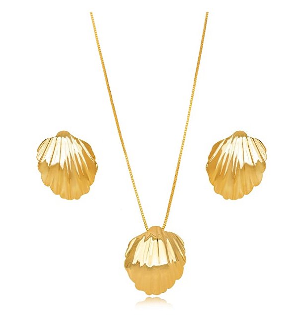 Conjunto Concha Liso - Ouro