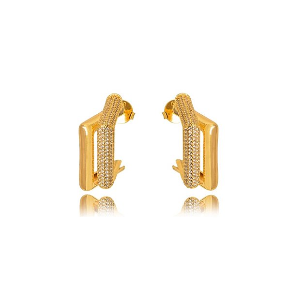 Brinco Argola Micro Zircônia. - Ouro