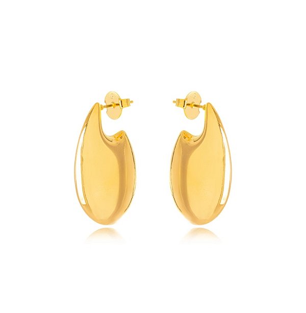 Brinco Liso Gota Orgânica - Ouro
