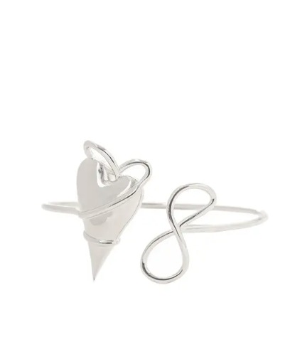 Bracelete Coração Encontro - Banho em Ródio Branco