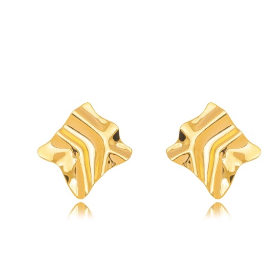Brinco Quadrado Detalhado Liso - Ouro