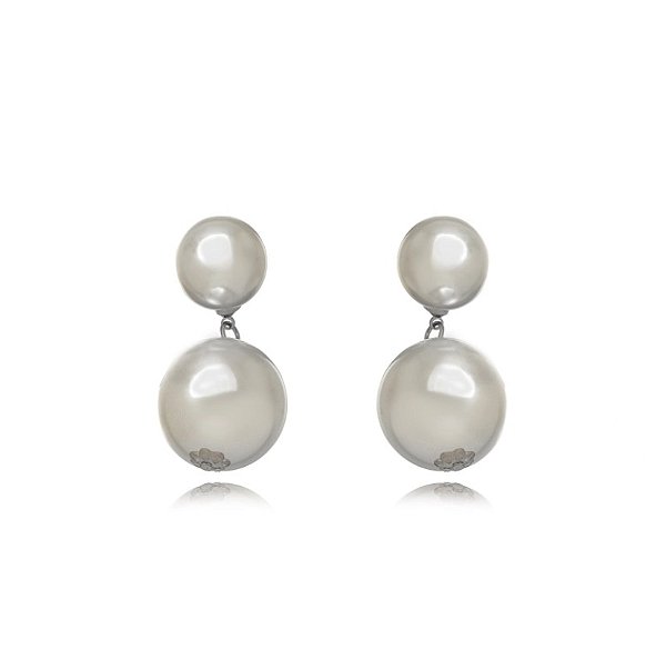 Brinco Pérolas - Ródio Branco