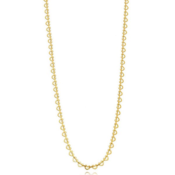Choker Semijoia Coração Vazado Liso - Ouro