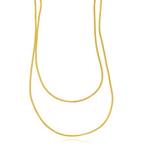 Colar Semijoia Malha Roliça Lisa - Ouro